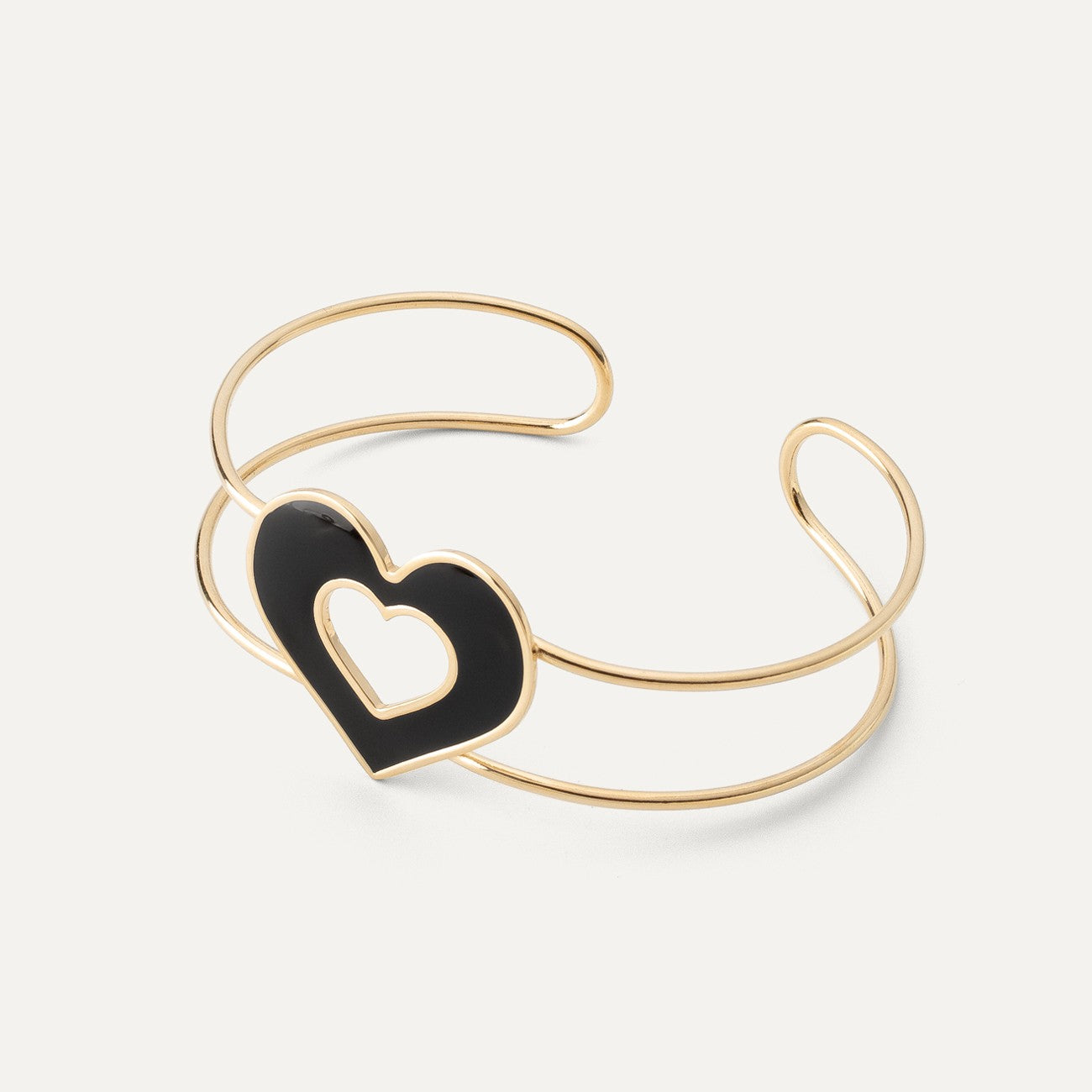 Black heart bracelet made of resin, 925 silver yellow gold-plated NEW ROMANTIC