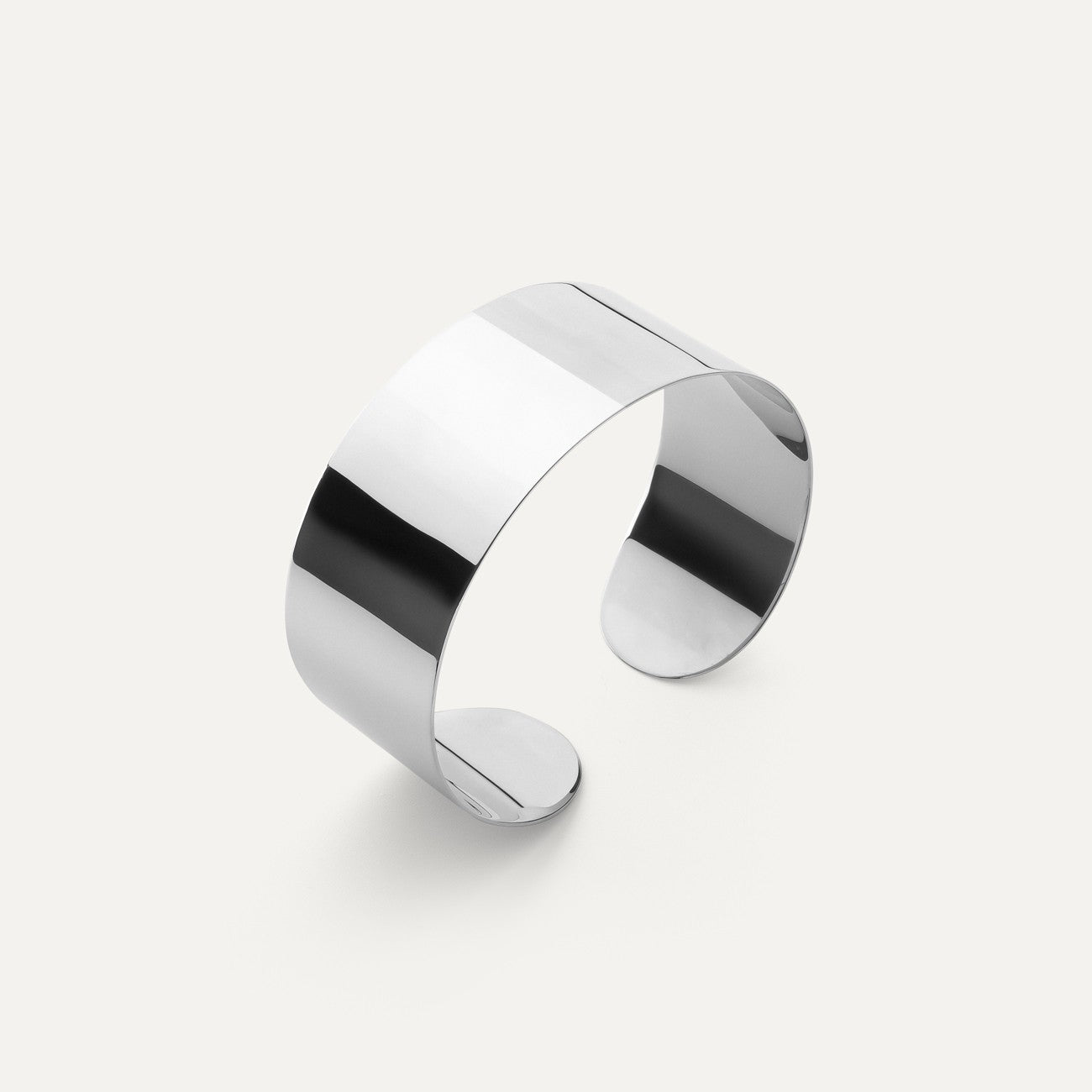 Damen breites, poliertes Armband, 925er Silber platiniert NEW ROMANTIC
