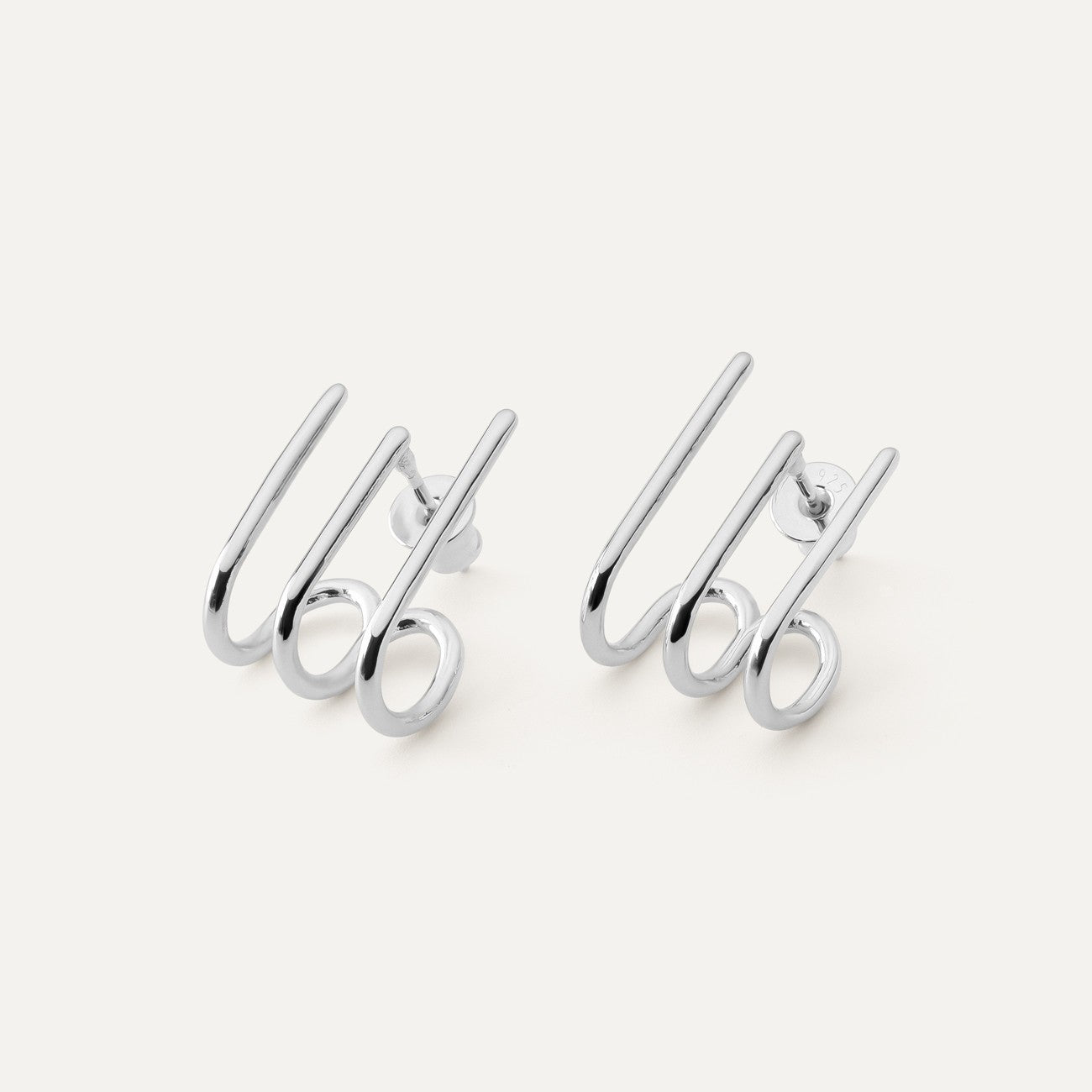 Trident earrings, silver 925, XENIA x GIORRE platinum-plated