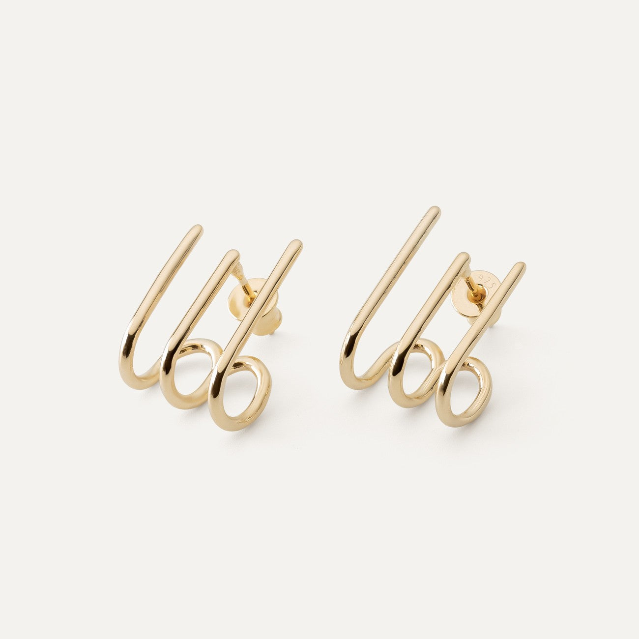 Trident earrings, silver 925, XENIA x GIORRE yellow gold-plated