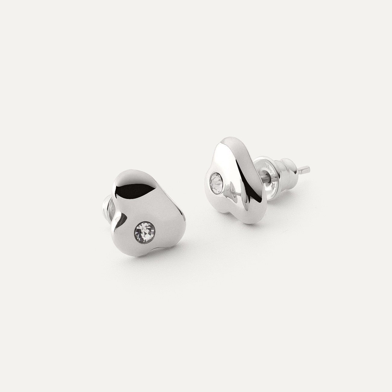 Unregelmäßige Ohrringe mit Zirkonia platiniert RE:SHAPE