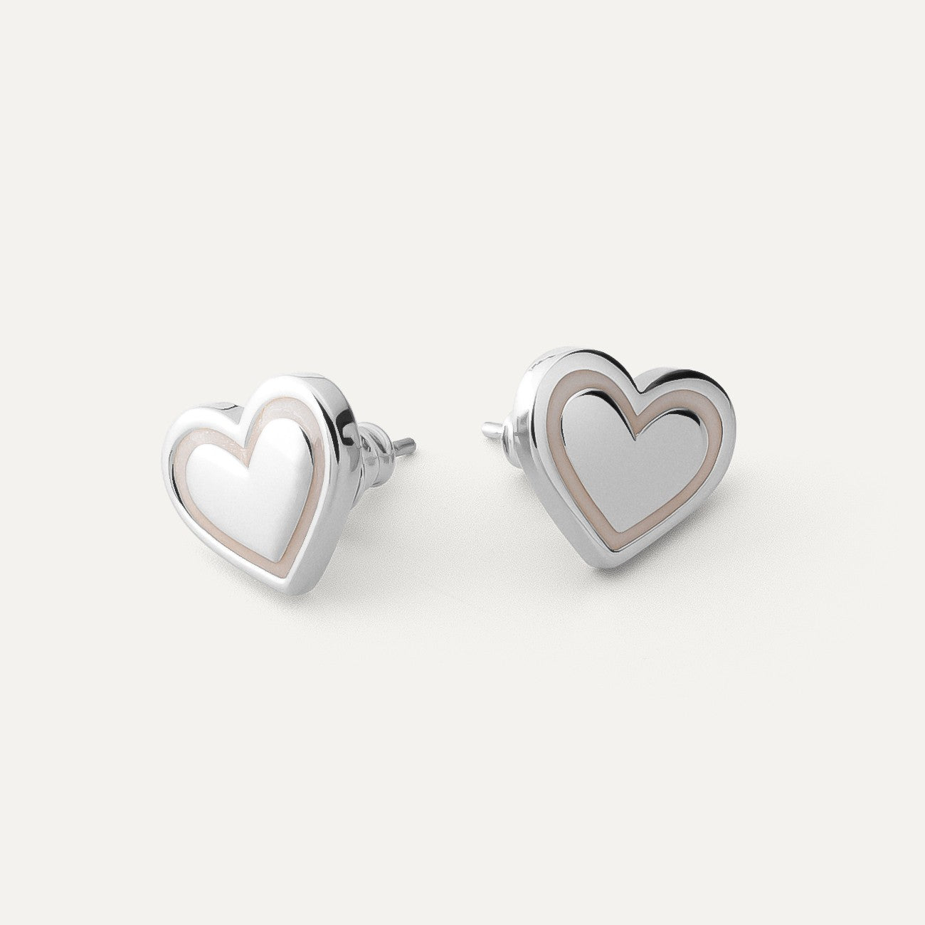 Orecchini a cuore con resina bianca, argento sterling 925, platino NEW ROMANTIC