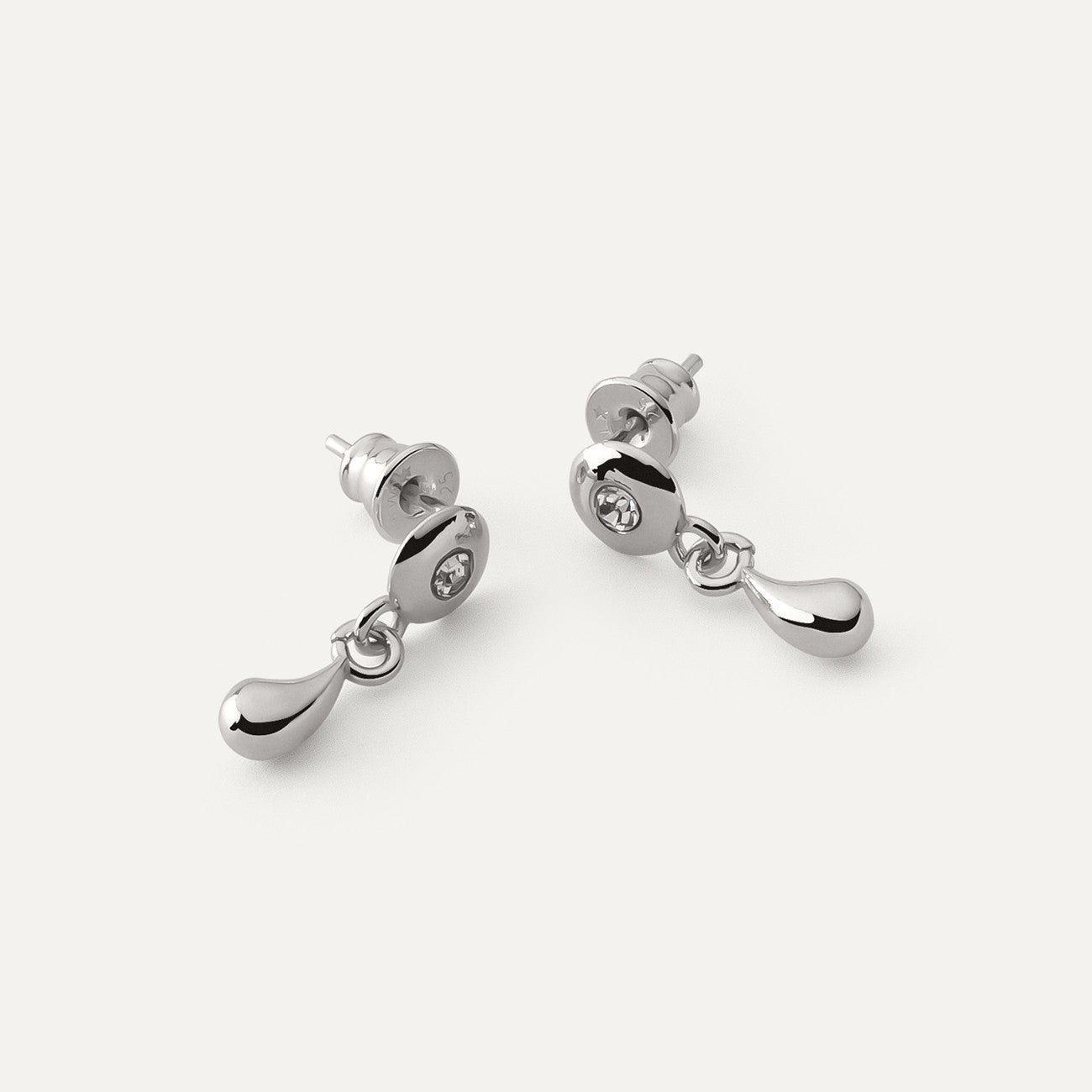 Hängende kleine tropfenförmige Ohrringe mit Zirkonia platiniert RE:SHAPE