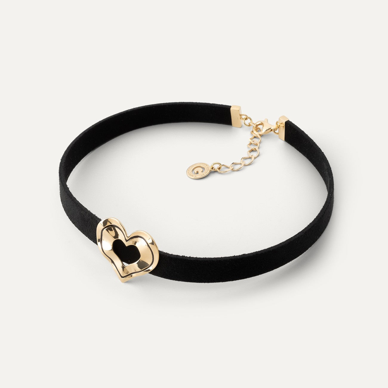 Collar corazón de resina negra, plata 925 bañada en oro amarillo NUEVO ROMÁNTICO