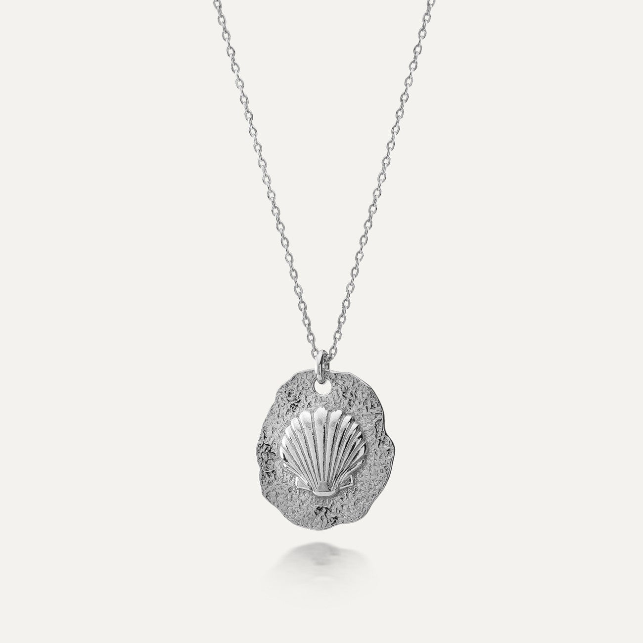 Collier coquillage, argent sterling 925 plaqué platine BALI SUN