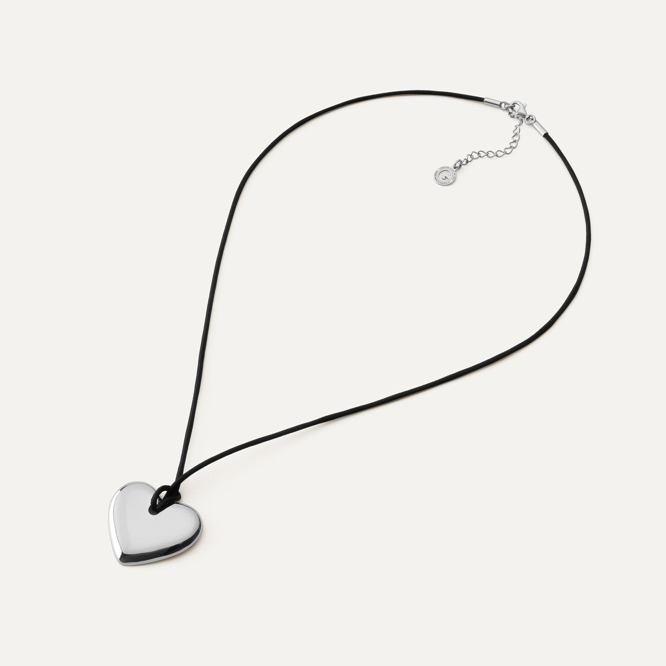 Colgante de corazón en cinta, plata de ley 925, baño de platino NUEVO ROMÁNTICO