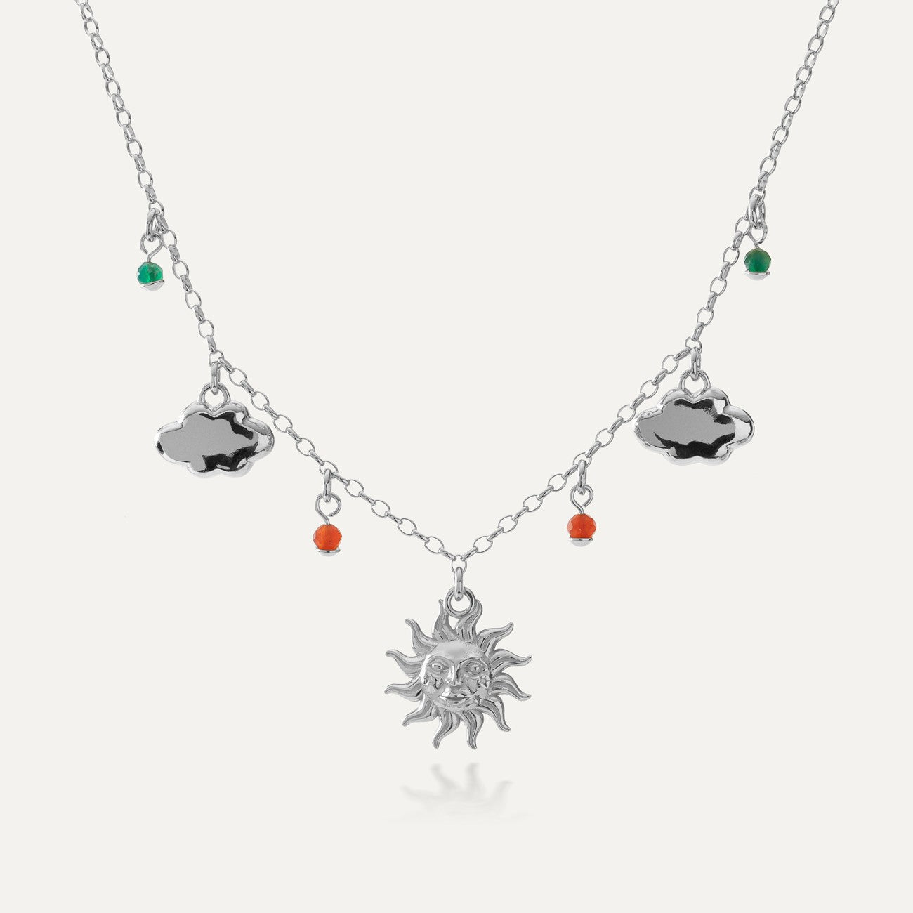 Anhänger Halskette - Sonne und Wolken, 925 Silber mit Platinbeschichtung - GIORRE