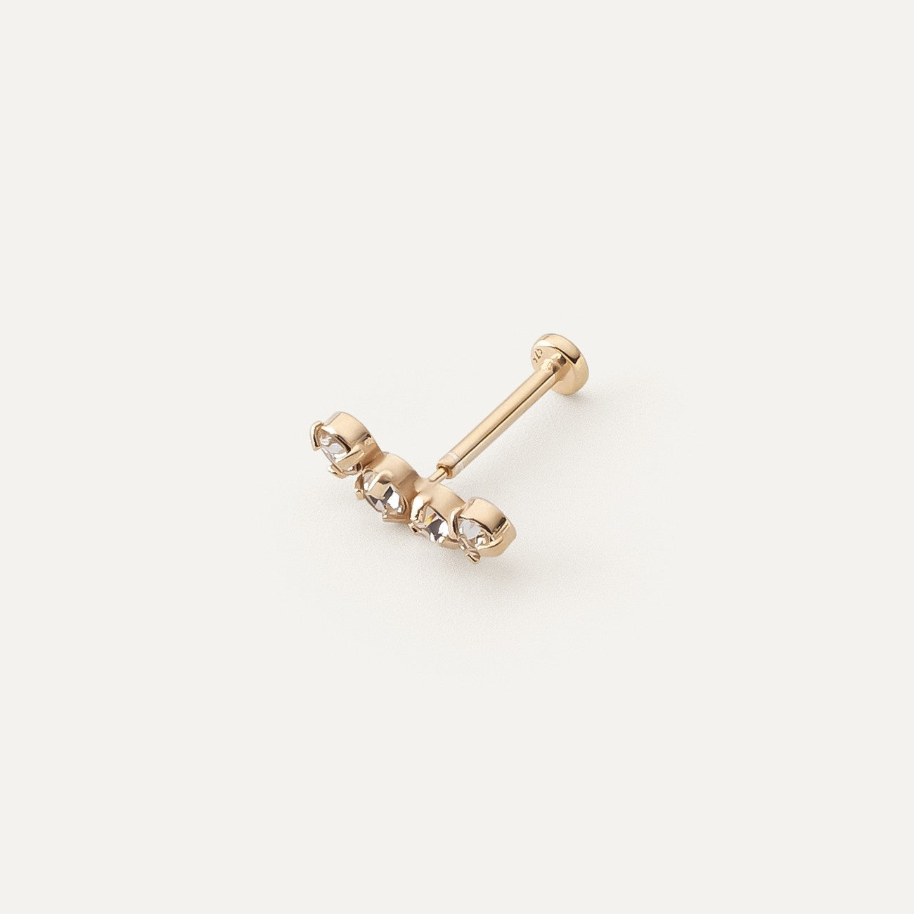 Einzelner Labret-Ohrring mit weißen Zirkonen gelbvergoldet RE:SHAPE