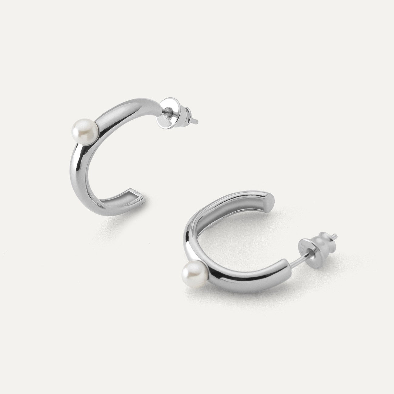 Orecchini in argento con perle rotonde, argento sterling 925, platino NUOVO ROMANTICO