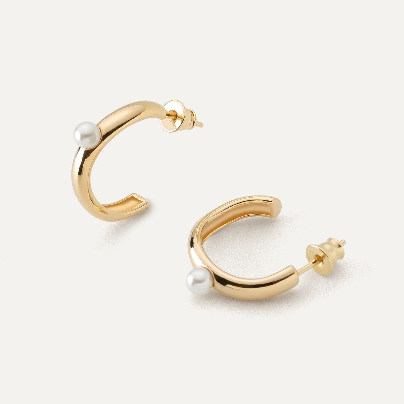 Orecchini in argento con perle rotonde, argento 925 placcato oro giallo NUOVO ROMANTICO