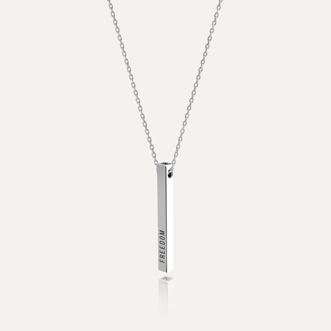 Fein Halskette Anhänger - Röhre mit Gravur, 925er Silber platiniert