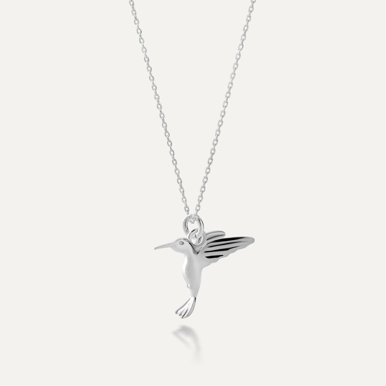 Collier Colibri en argent 925 plaqué platine
