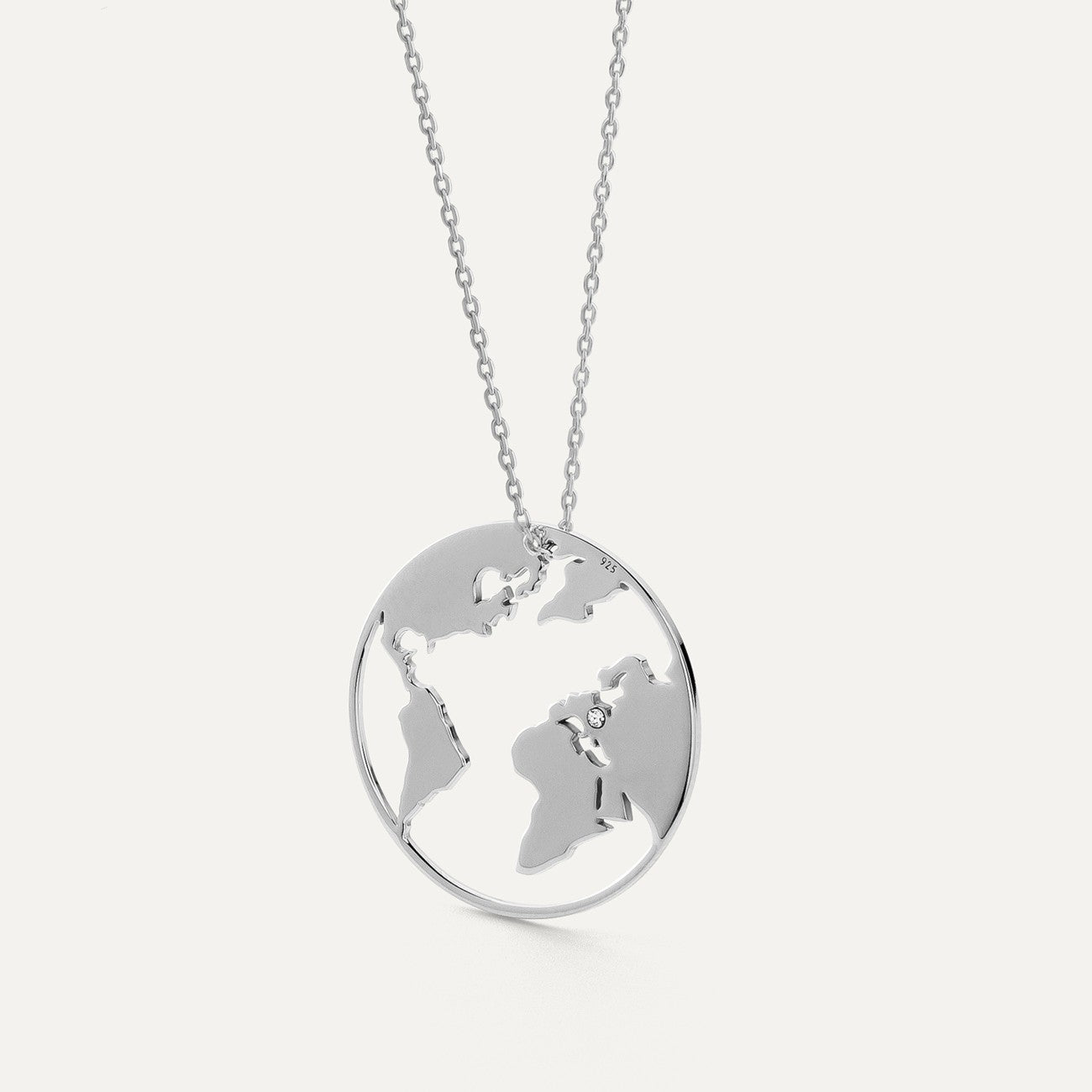 Halskette - Globus, 925er Silber platiniert TRAVEL