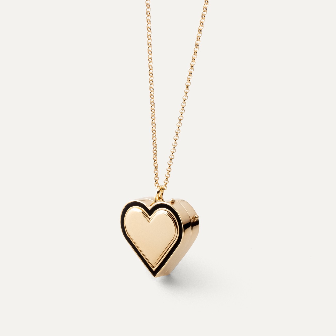 Collar con colgante de medallón de corazón de plata, plata 925 bañada en oro amarillo NUEVO ROMÁNTICO