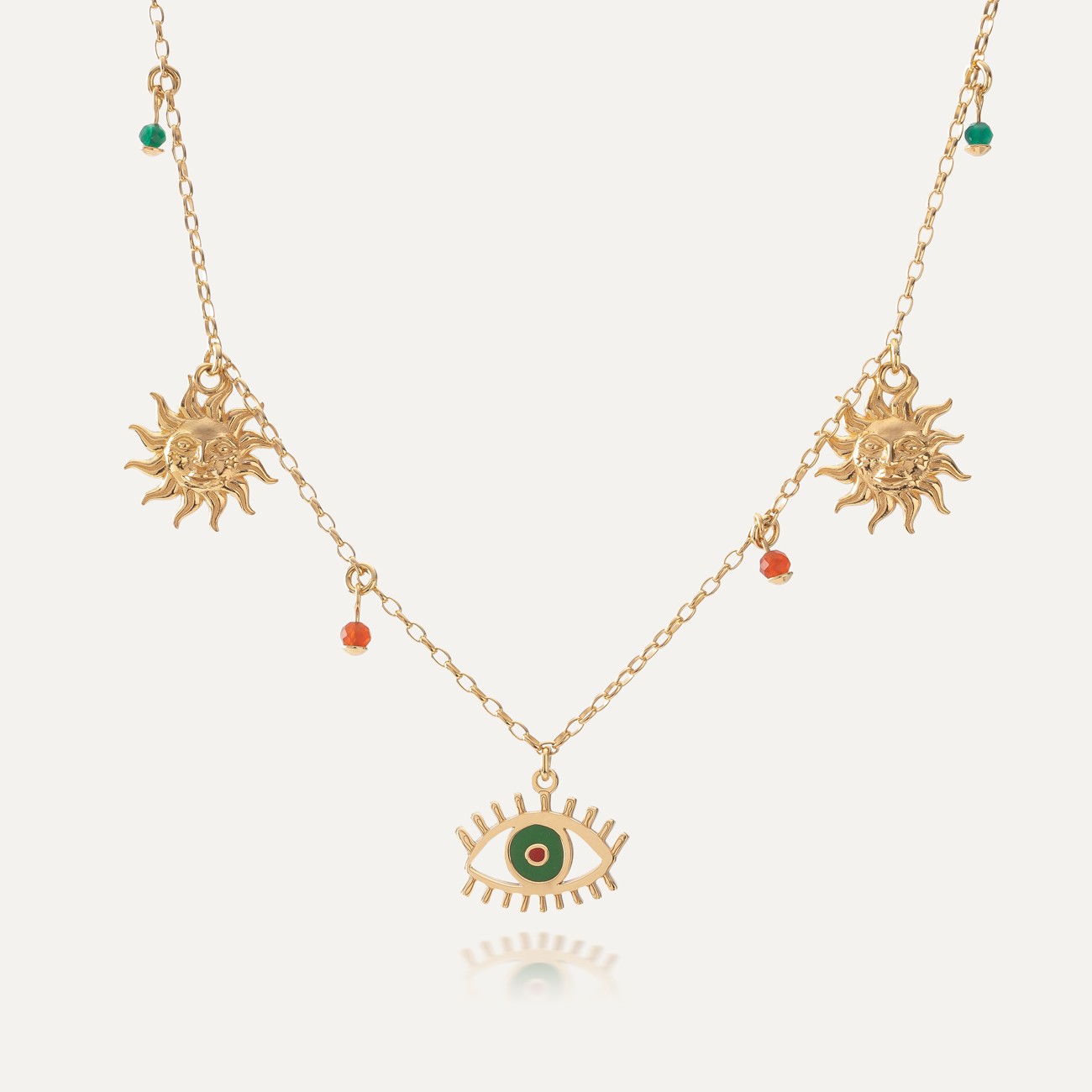 Silberne Halskette mit symbolischen Anhängern gelbvergoldet - GIORRE