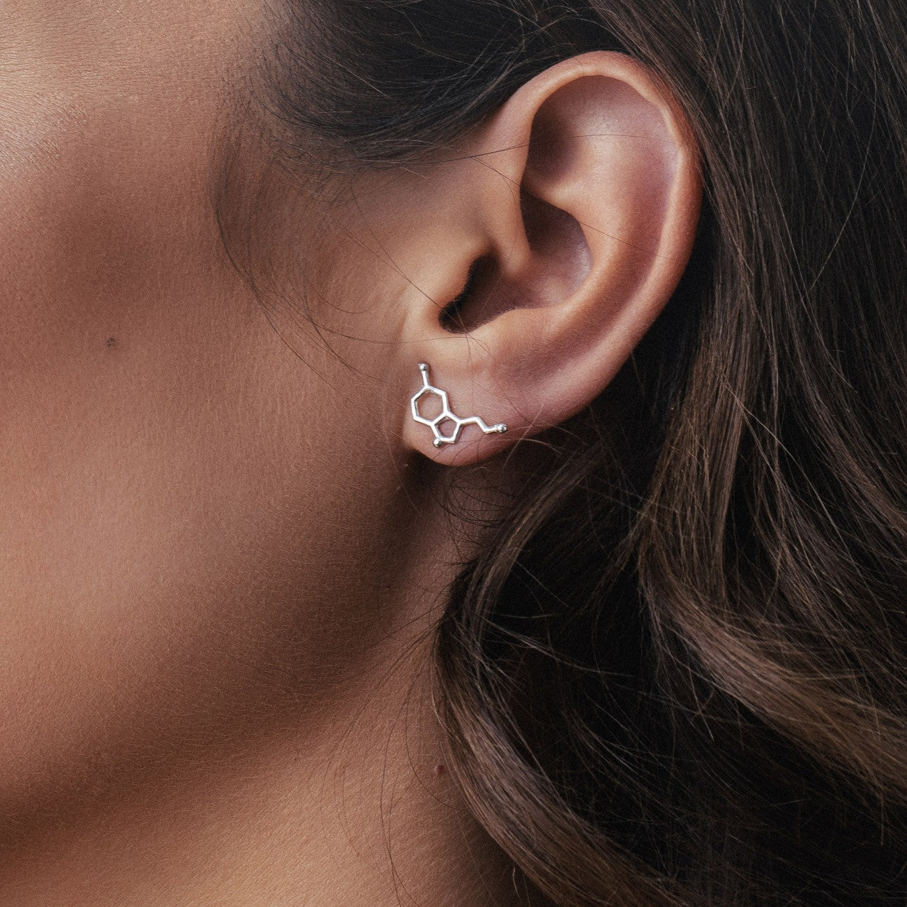 Serotonin Ohrstecker, 925er Silber platiniert