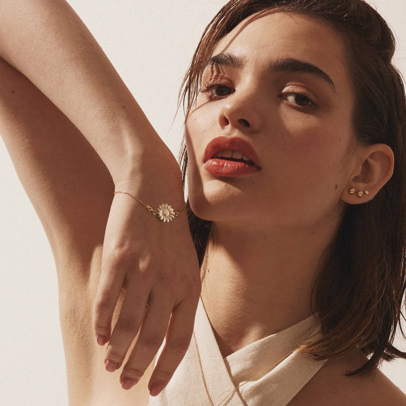 Bracelet tournesol, argent sterling 925 plaqué platine BALI SUN