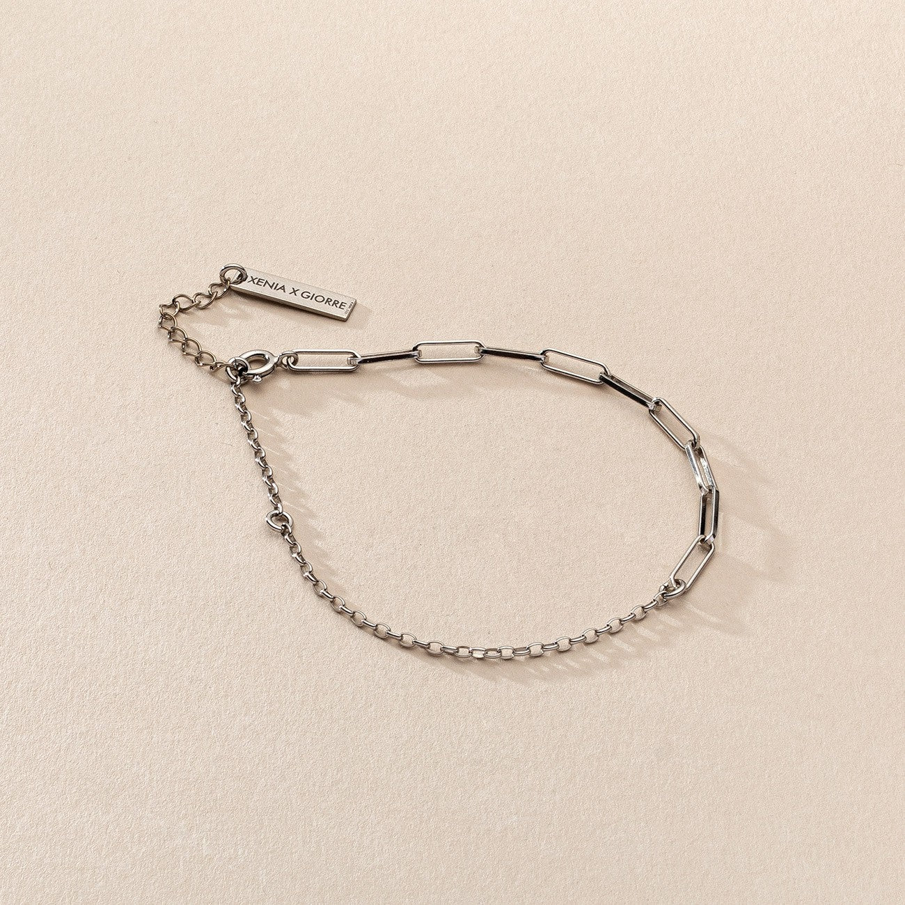 Bracelet composé de deux chaînes - XENIA x GIORRE, argent 925 plaqué or jaune