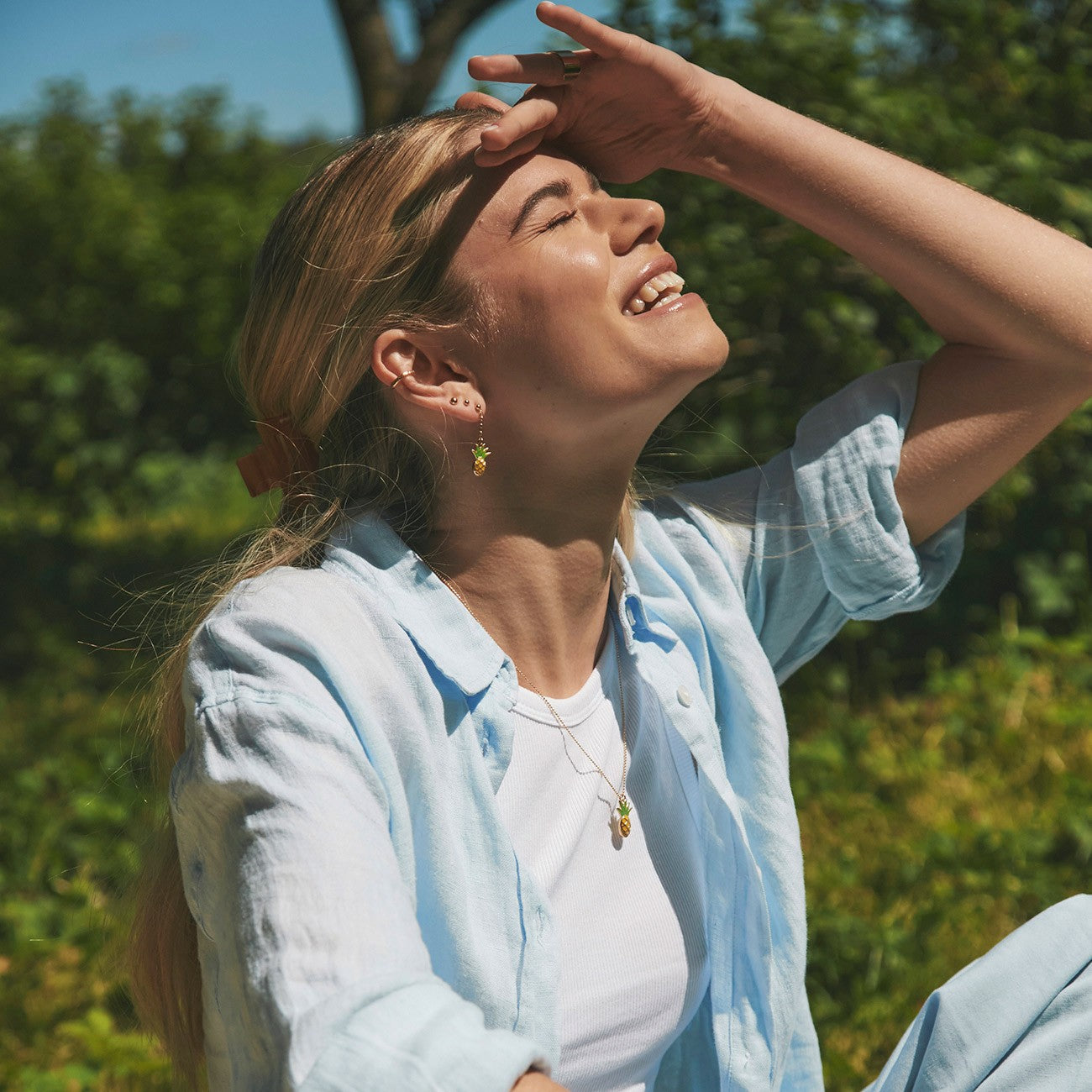 Boucles d'oreilles ananas, argent 925 plaqué or platine TRAVEL