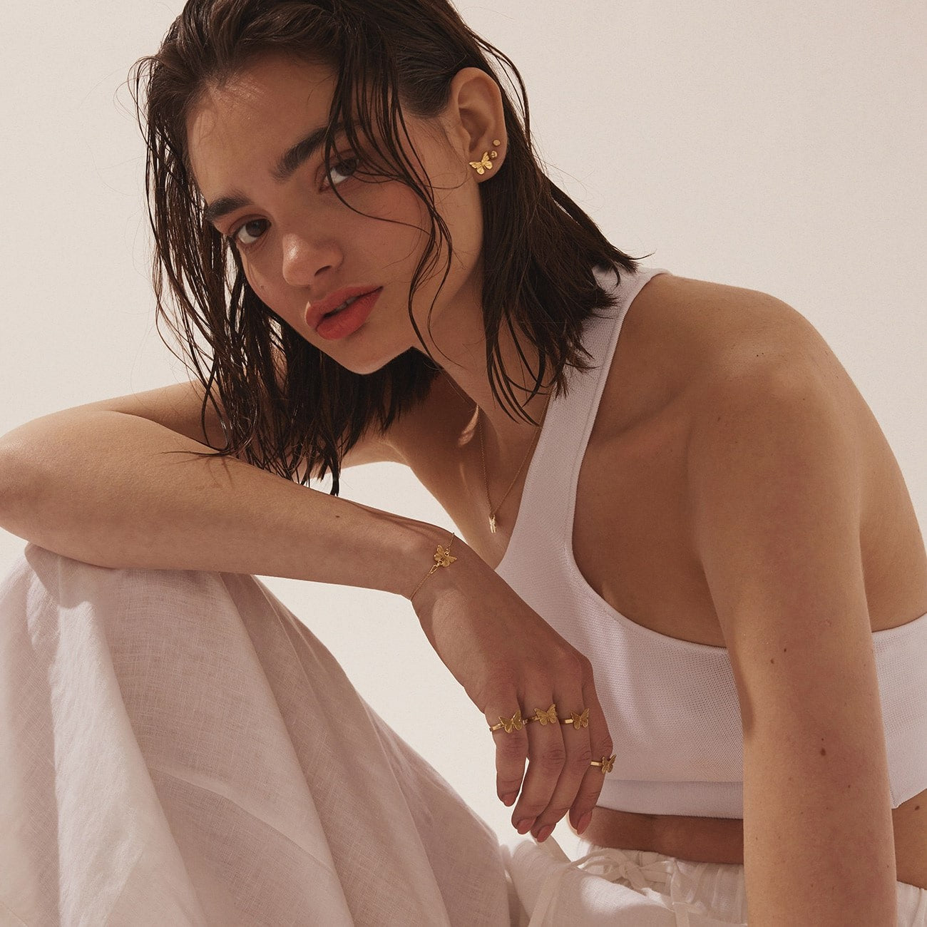 Boucles d'oreilles papillon, argent sterling 925 plaqué platine BALI SUN