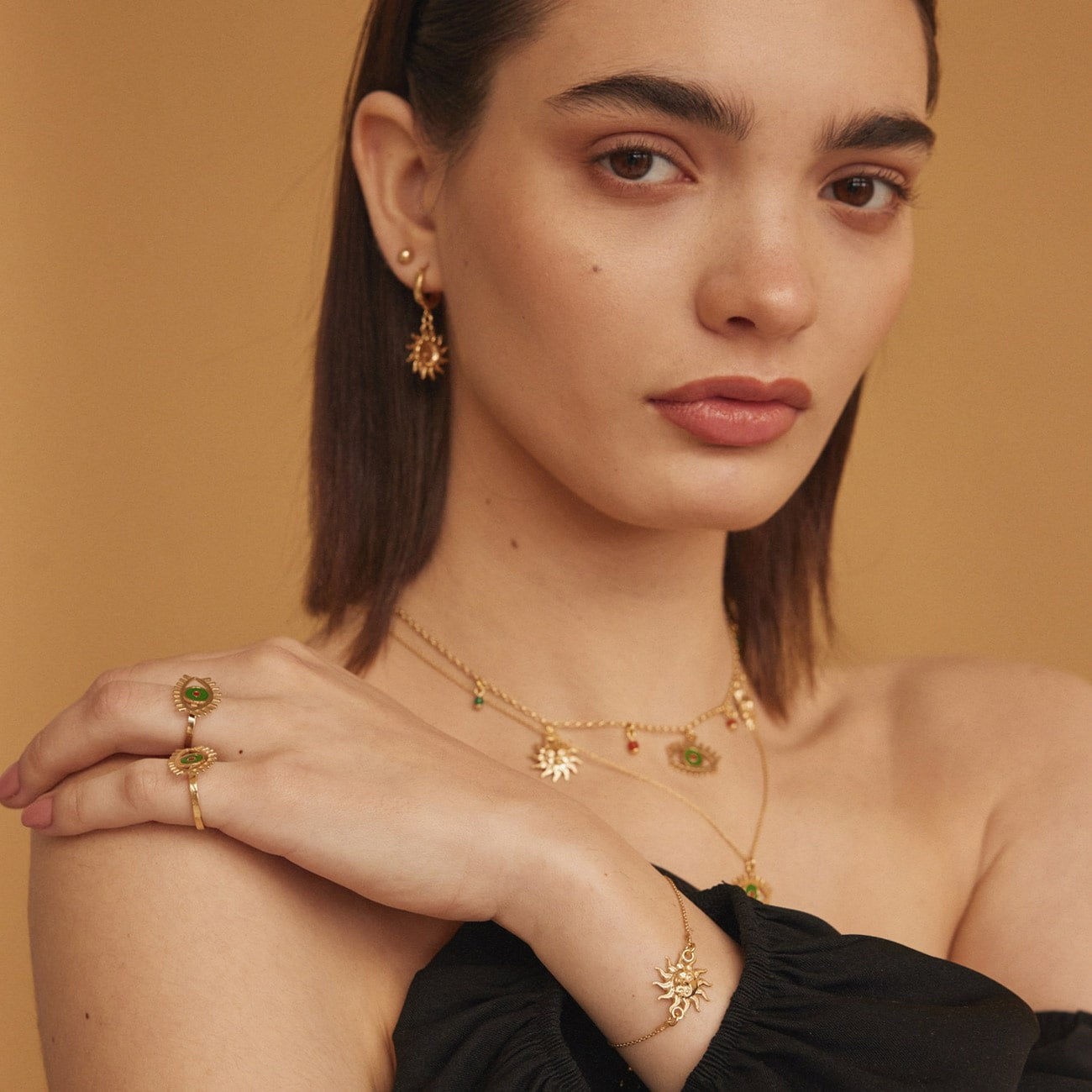 Collier chakra œil argent plaqué or jaune BALI SUN