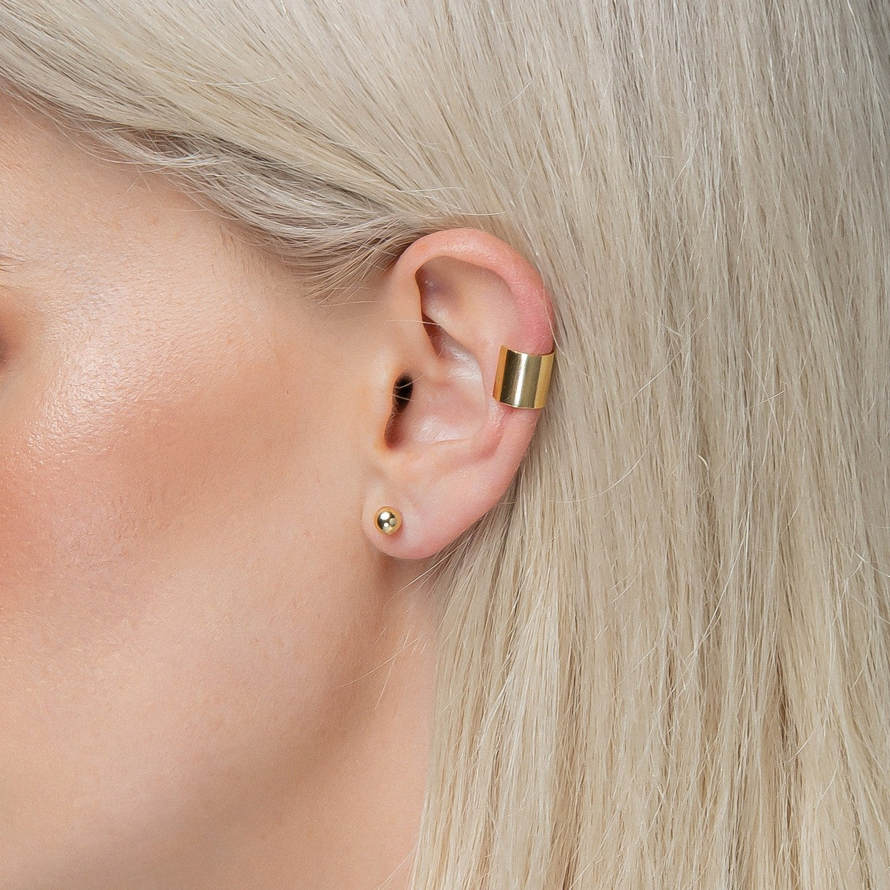 Boucle d'oreille 1 cm, argent 925 plaqué or jaune