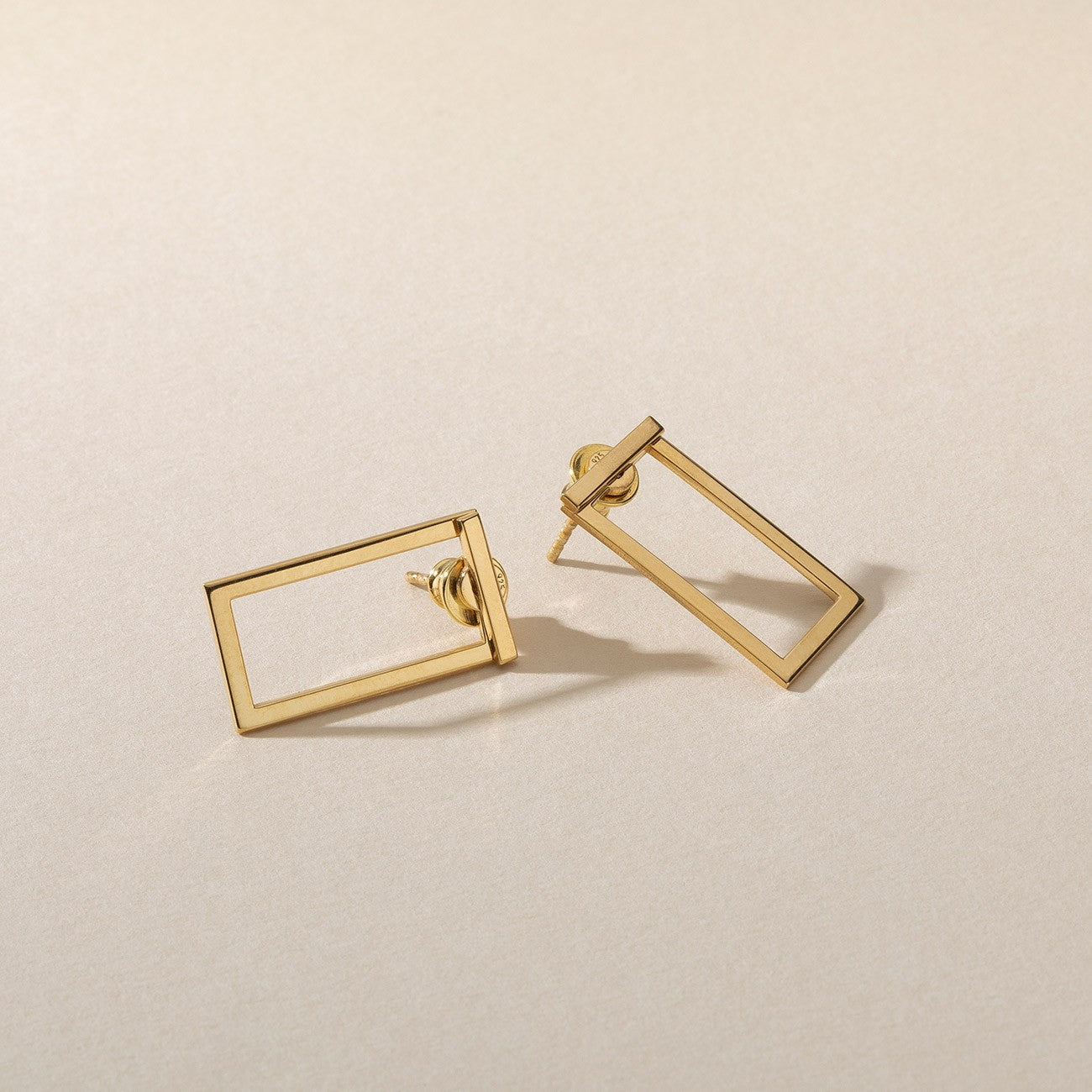 Boucles d'oreilles rectangulaires, argent 925 plaqué platine