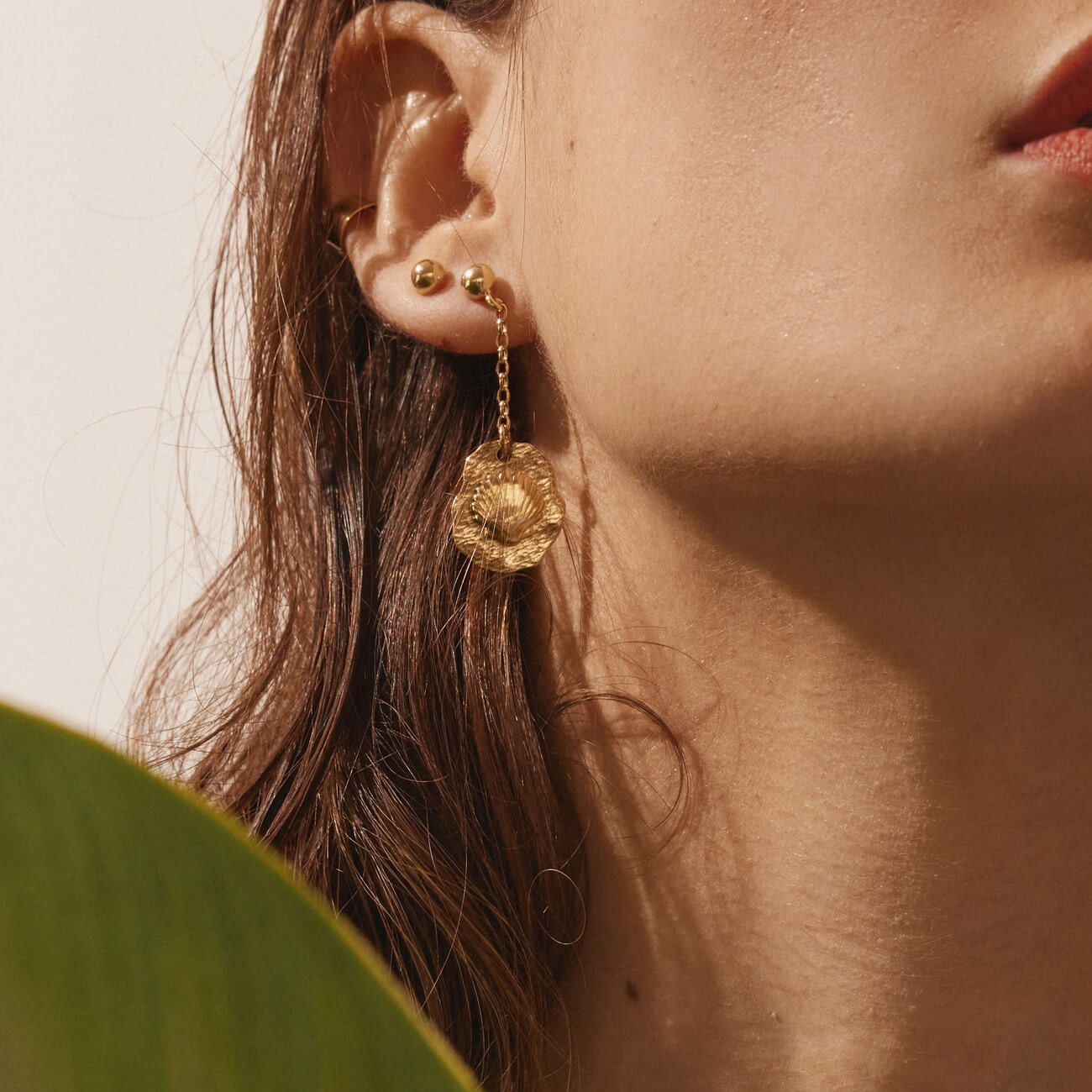 Boucles d'oreilles coquillages pendantes, argent sterling 925 plaqué platine BALI SUN