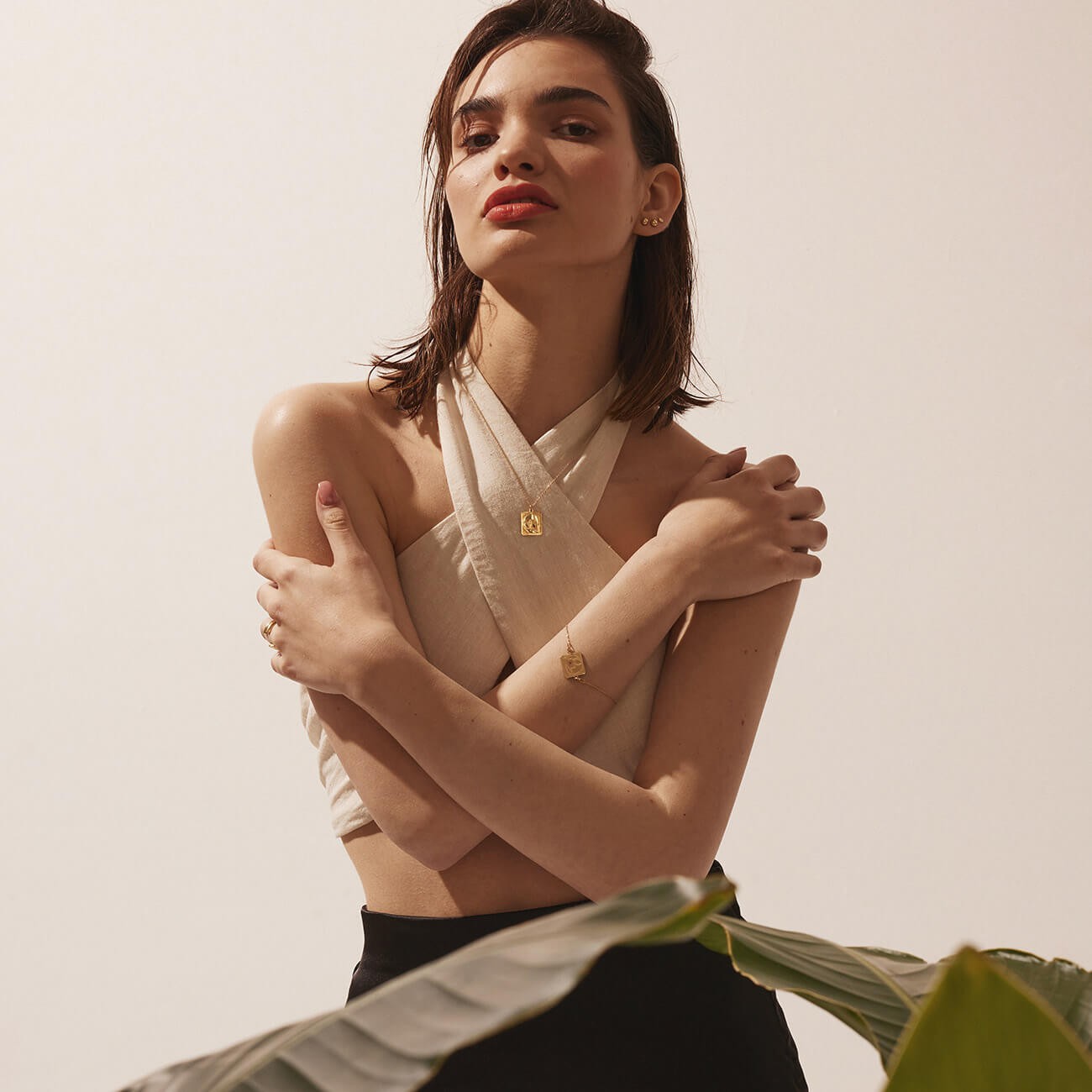 Collier yoga en argent sterling 925 plaqué or jaune BALI SUN