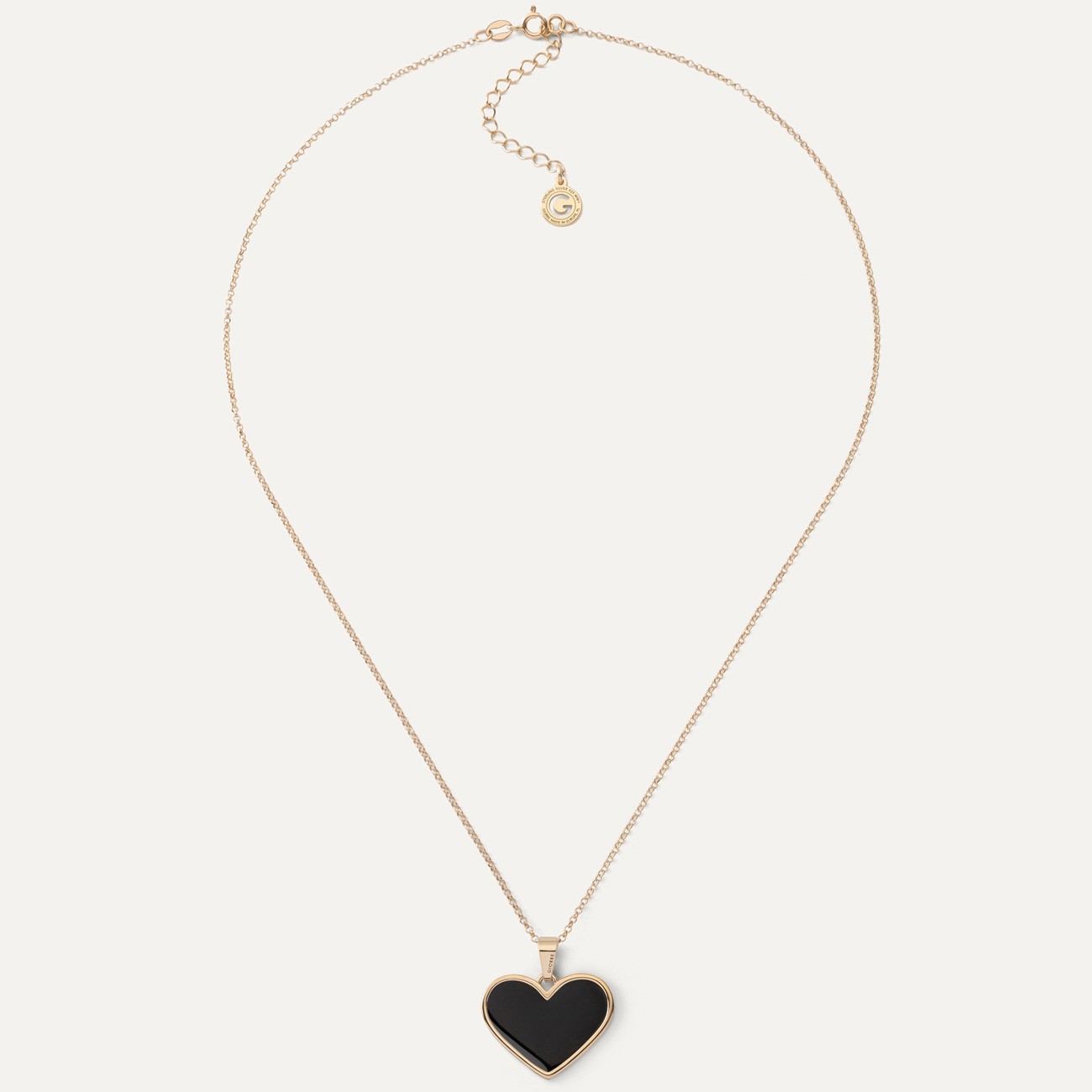 Collar corazón negro de resina, plata 925 bañada en oro amarillo NUEVO ROMÁNTICO