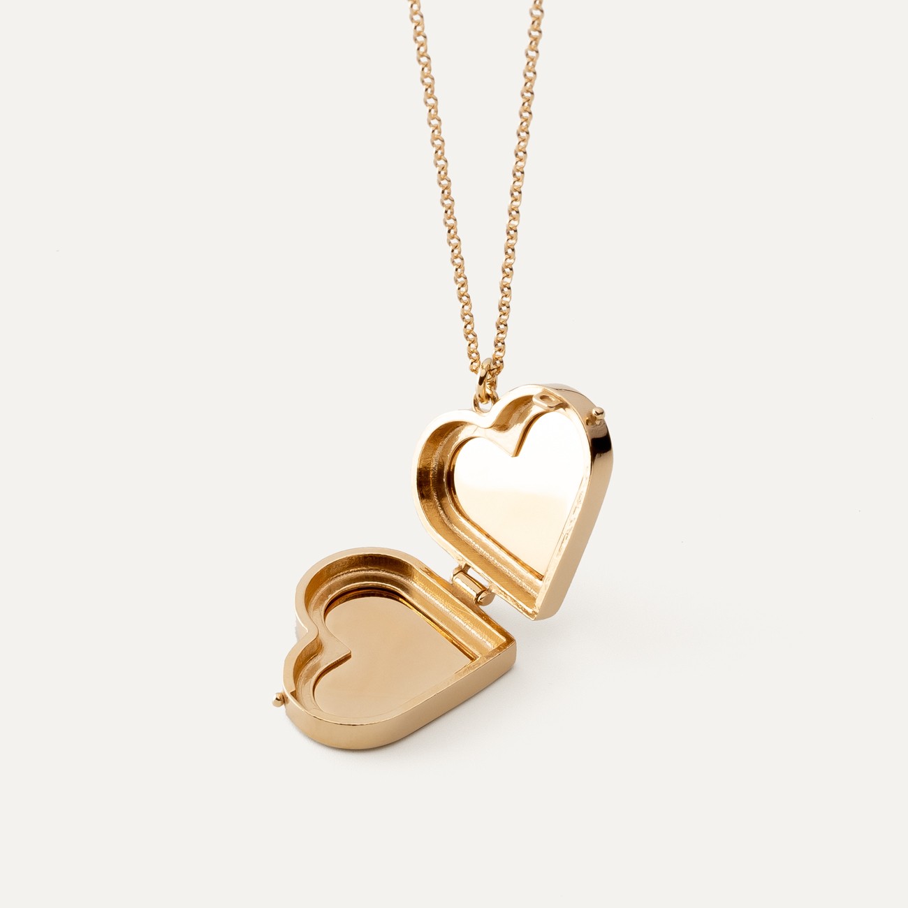 Collar con colgante de medallón de corazón de plata, plata 925 bañada en oro amarillo NUEVO ROMÁNTICO