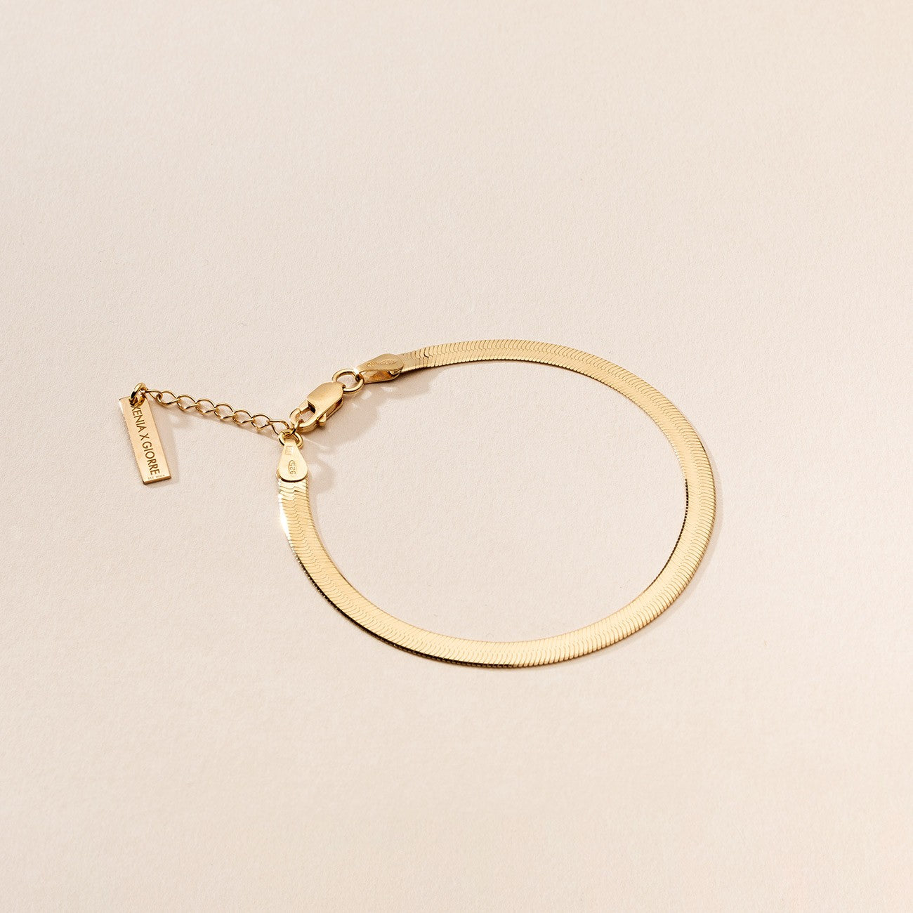 Bracelet plat en argent sterling 925, XENIA x GIORRE plaqué or jaune