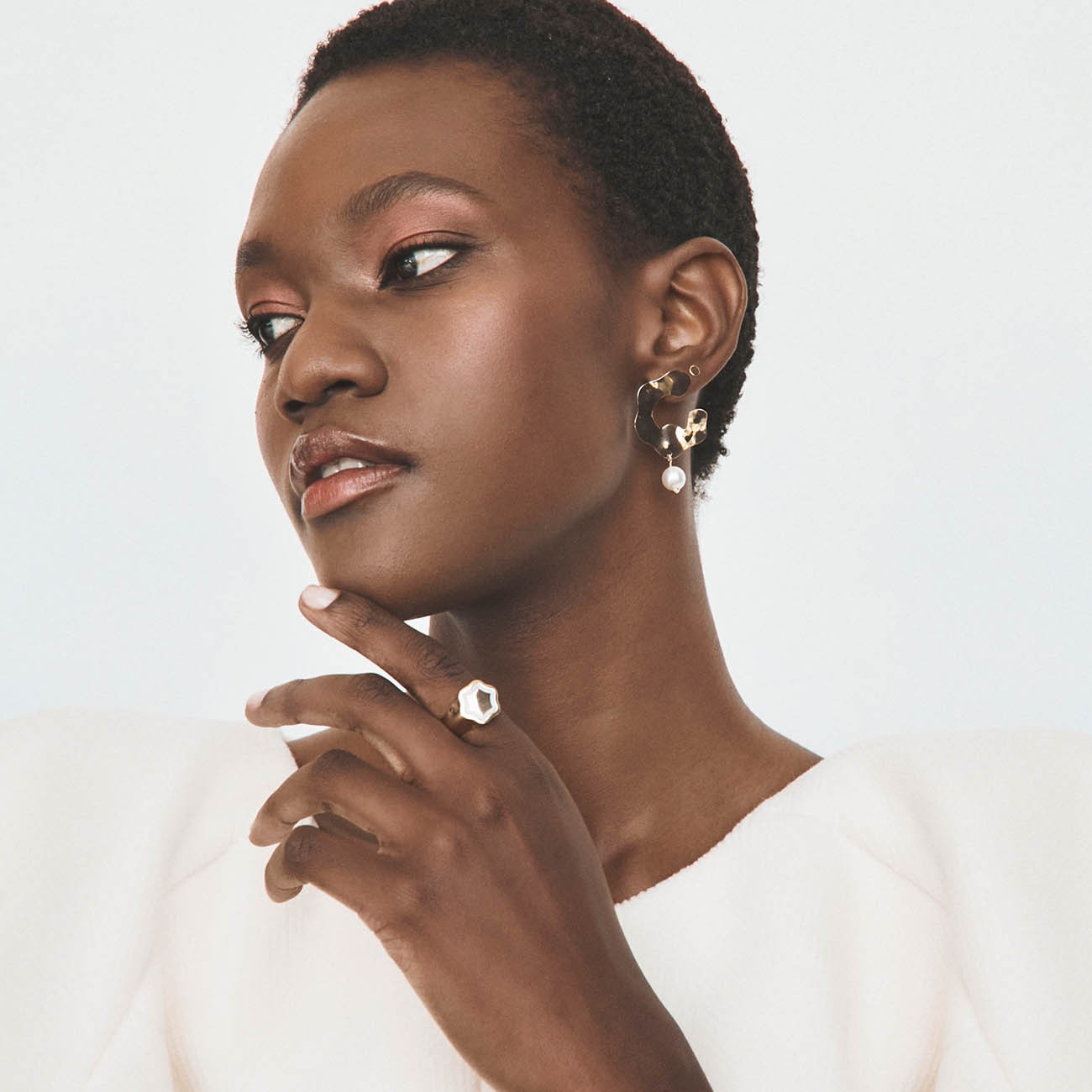 Boucles d'oreilles en étain avec perles concassées, argent sterling 925, plaqué platine NOUVEAU ROMANTIQUE