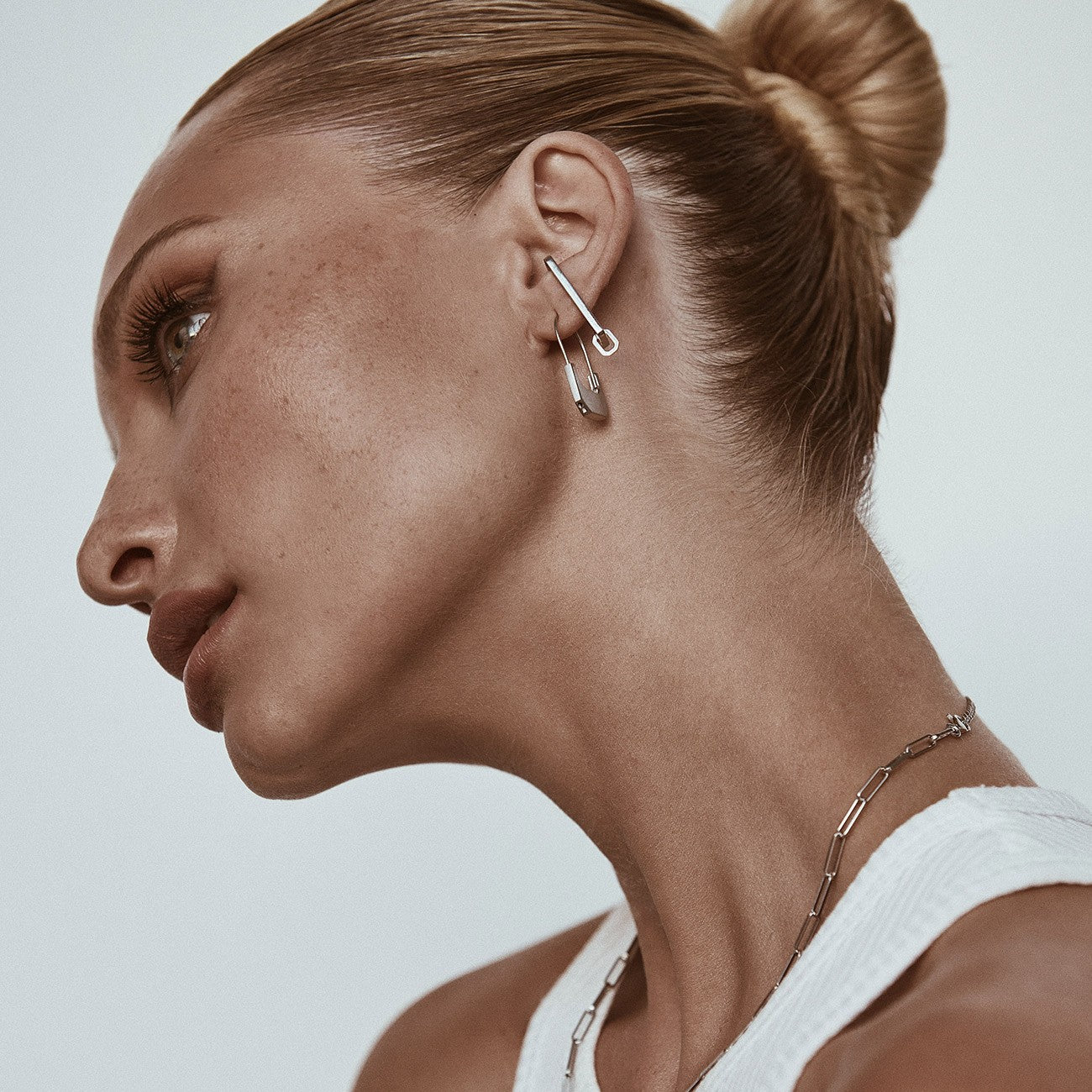 Boucles d'oreilles grand cadenas - XENIA x GIORRE, argent 925 plaqué platine