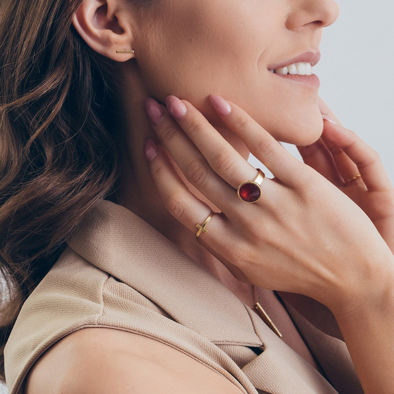 Anello con croce, argento 925 placcato platino