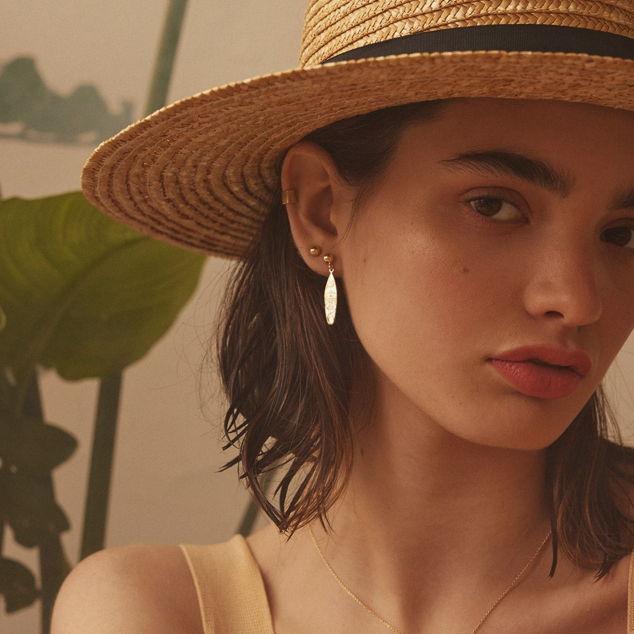 Boucles d'oreilles planche de surf en argent plaqué platine BALI SUN