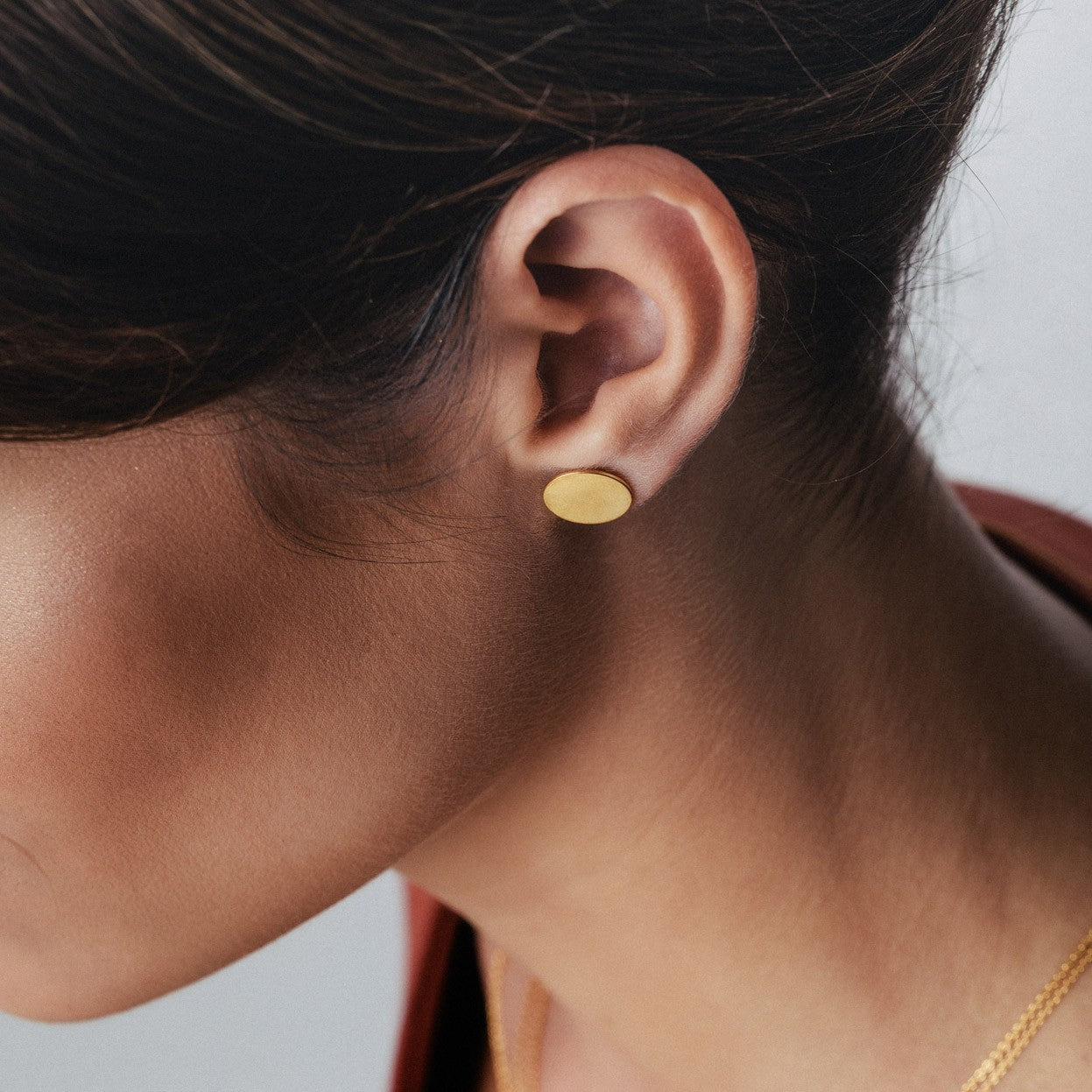 Boucles d'oreilles avec plaques rondes 11 mm, argent 925 plaqué platine