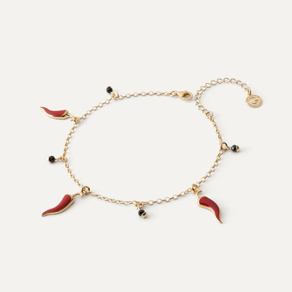 Chili-Pfeffer-Armband, 925er Silber mit Vergoldung - GIORRE