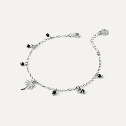 Palmenarmband mit schwarzem Spinell, 925er Silber mit Platin überzogen - GIORRE