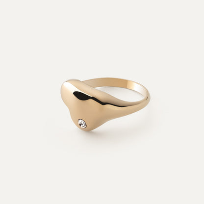 Blasender unregelmäßiger Ring mit Zirkonia gelbvergoldet RE:SHAPE
