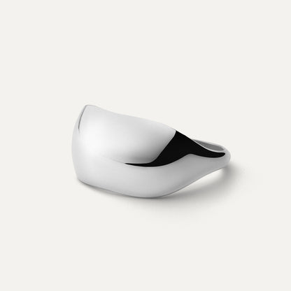 Gladener breiter Ring - XENIA x GIORRE, 925 Silber platiniert