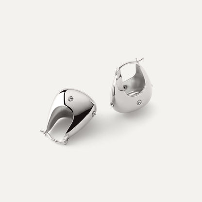 Klobige Geldbörsenohrringe mit Zirkonia platiniert RE:SHAPE