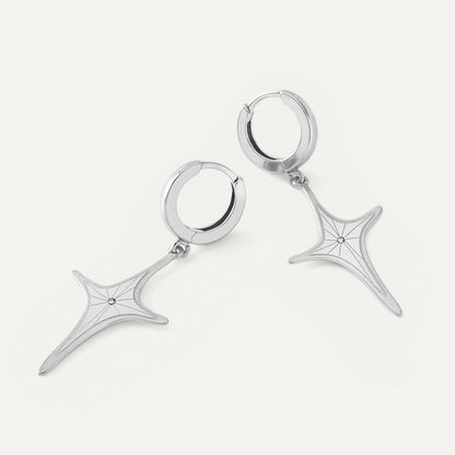 Sternohrringe mit weißem Kristall, sterlingsilber 925 platiniert - GIORRE