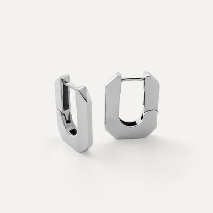 Ohrringe mit geometrischen Rechtecken - klein, silber 925, XENIA x GIORRE platiniert