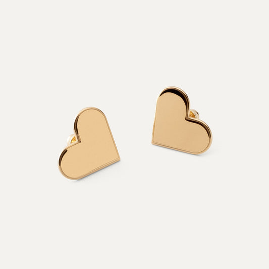 Boucles d'oreilles petit cœur, argent 925 plaqué or jaune NEW ROMANTIC