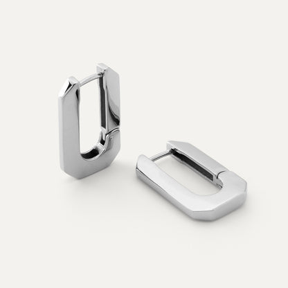 Orecchini rettangolari medi - XENIA x GIORRE, argento 925 placcato platino