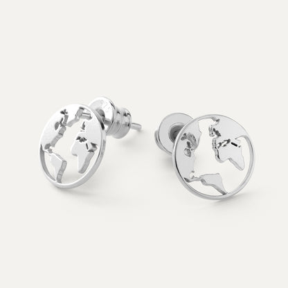 Globus - Ohrstecker, 925er Silber platiniert - GIORRE