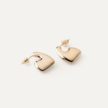 Small chunky earrings yellow gold plated RE:SHAPE
