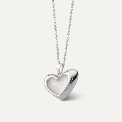 Weißem asymmetrische Herz-Halskette aus Harz, sterling silber 925, platiniert NEW ROMANTIC