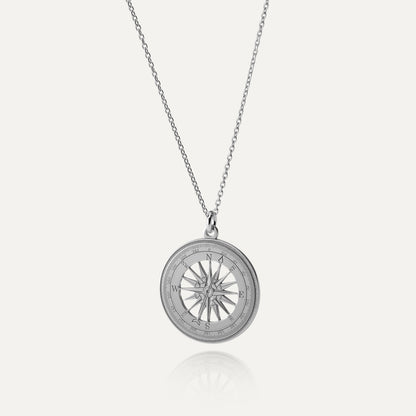 Kompass-Halskette, platiniertes 925er Silber - GIORRE